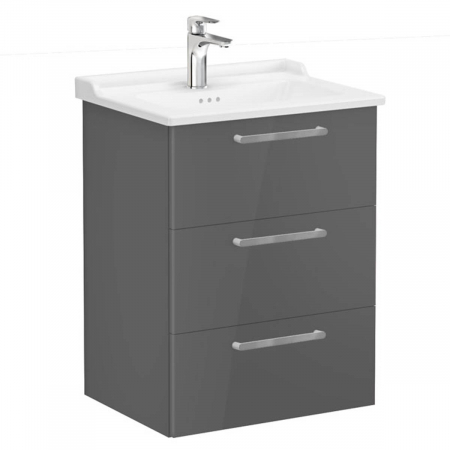 Unitate de baza lavoar baie, cu trei sertare 60cm inalt gloss anthracite, cu classical lavoar / chiuveta baie | 68343 [0]