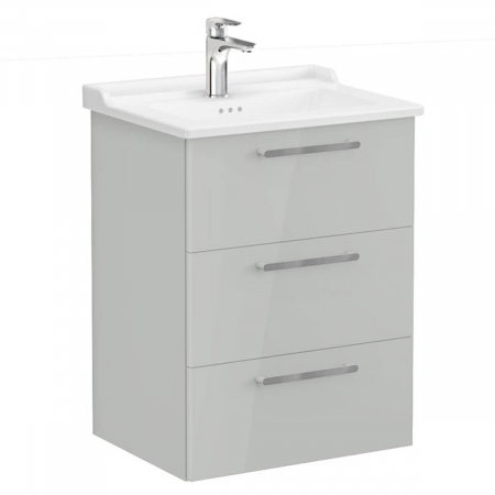 Unitate de baza lavoar baie, cu trei sertare 60cm inalt gloss pearl grey, cu classical lavoar / chiuveta baie | 68342 [0]