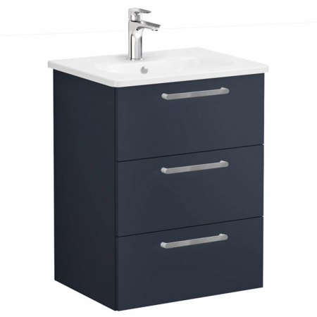 Unitate de baza lavoar baie, cu trei sertare 60cm mat dark albastru, cu rounded lavoar / chiuveta baie | 68339 [0]