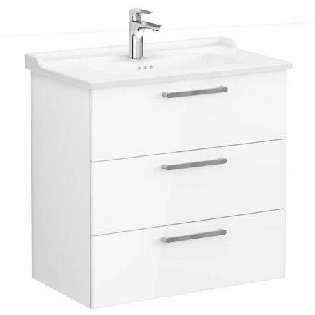 Unitate de baza lavoar baie, cu trei sertare 80cm, inalt gloss alb, cu classical lavoar / chiuveta baie | 68359 [0]