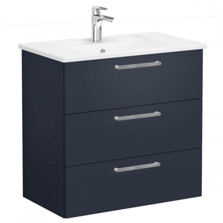 Unitate de baza lavoar baie, cu trei sertare 80cm, mat dark albastru, cu angular lavoar / chiuveta baie | 68353 [0]