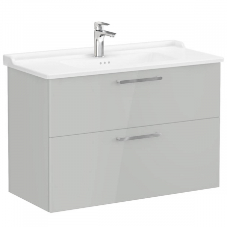 Unitate de baza lavoar baie, cu doua sertare 100cm, inalt gloss pearl grey, cu classical lavoar / chiuveta baie | 68324 [0]