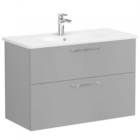 Unitate de baza lavoar baie, cu doua sertare 100cm, mat rock grey, cu rounded lavoar / chiuveta baie | 68317 [0]