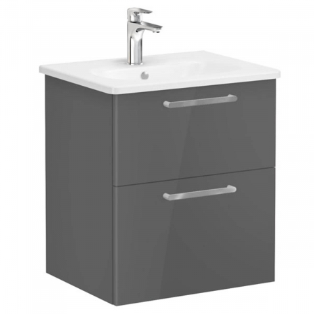 Unitate de baza lavoar baie, cu doua sertare 60cm inalt gloss anthracite, cu rounded lavoar / chiuveta baie | 66293 [0]