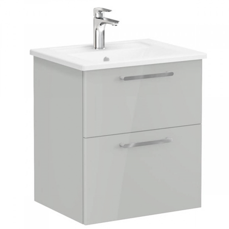Unitate de baza lavoar baie, cu doua sertare 60cm inalt gloss pearl grey, cu angular lavoar / chiuveta baie | 66298 [0]