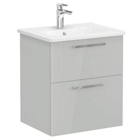 Unitate de baza lavoar baie, cu doua sertare 60cm inalt gloss pearl grey, cu rounded lavoar / chiuveta baie | 66299 [0]