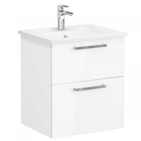 Unitate de baza lavoar baie, cu doua sertare 60cm inalt gloss alb, cu angular lavoar / chiuveta baie | 66294 [0]