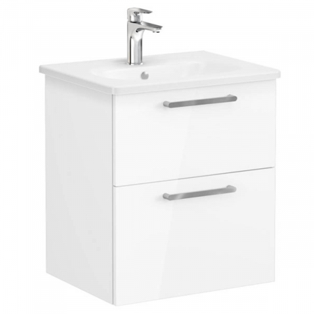 Unitate de baza lavoar baie, cu doua sertare 60cm inalt gloss alb, cu rounded lavoar / chiuveta baie | 66295 [0]