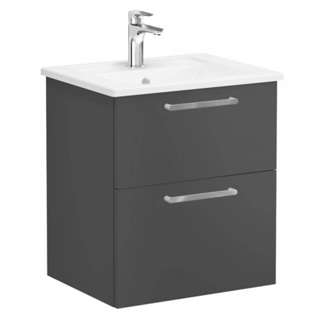 Unitate de baza lavoar baie, cu doua sertare 60cm mat storm grey, cu angular lavoar / chiuveta baie | 68269 [0]