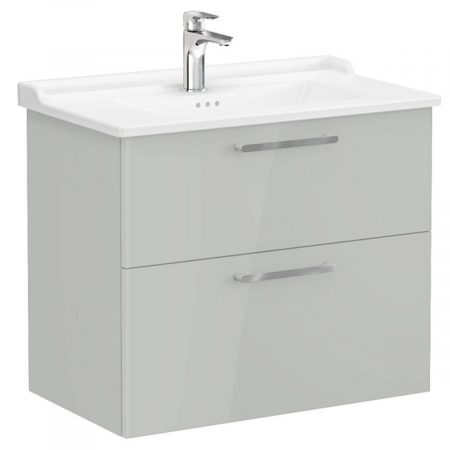 Mobilier de baie - Unitate de baza lavoar baie, cu doua sertare 80cm, inalt gloss pearl grey, cu classical lavoar / chiuveta baie | 68294