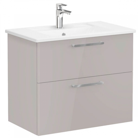 Mobilier de baie - Unitate de baza lavoar baie, cu doua sertare 80cm, inalt gloss sahara beige, cu angular lavoar / chiuveta baie | 66308