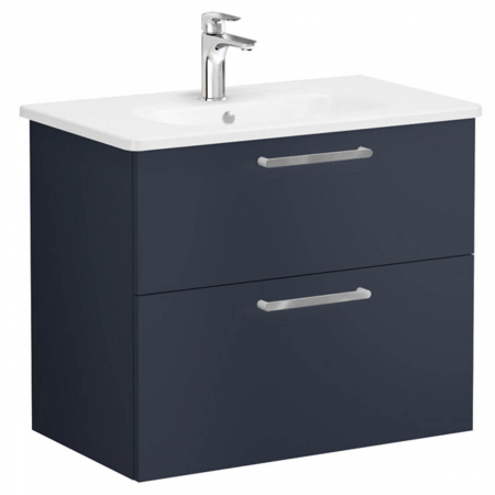 Unitate de baza lavoar baie, cu doua sertare 80cm, mat dark albastru, cu rounded lavoar / chiuveta baie | 68291 [0]