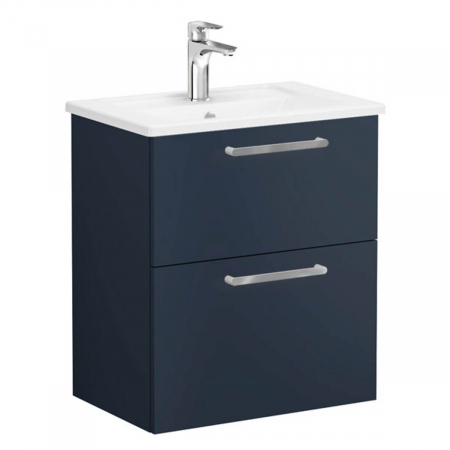 Mobilier de baie - Unitate de baza lavoar baie, cu doua sertare, compact 60cm mat dark albastru, cu angular lavoar / chiuveta baie | 68096