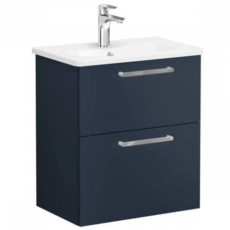 Mobilier de baie - Unitate de baza lavoar baie, cu doua sertare, compact 60cm mat dark albastru, cu rounded lavoar / chiuveta baie | 68106