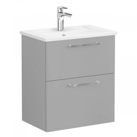Mobilier de baie - Unitate de baza lavoar baie, cu doua sertare, compact 60cm mat rock grey, cu angular lavoar / chiuveta baie | 68094