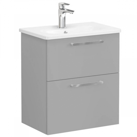 Mobilier de baie - Unitate de baza lavoar baie, cu doua sertare, compact 60cm mat rock grey, cu rounded lavoar / chiuveta baie | 68104