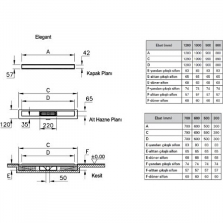 Canal / rigola de dus 100 030 elegant shine evacuare laterala h:60 | 59980220000 [1]