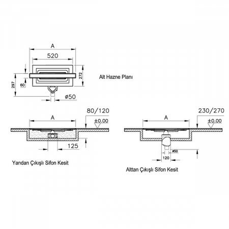 Canal / rigola de dus 100 050 mat evacuare verticala s | 59980479000 [1]