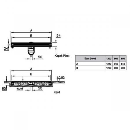 Canal / rigola de dus 100 090 rectangulara thin-cut matt | 59980126000 [1]