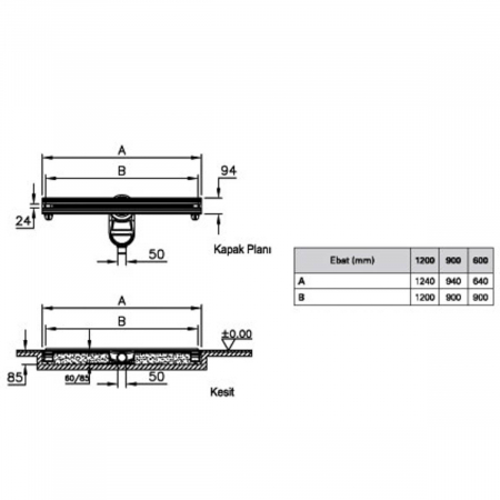 Canal / rigola de dus 100 120 rectangulara thin-cut shine evacuare laterala | 59980133000 [1]