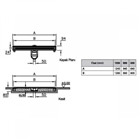 Canal / rigola de dus 100 120 rectangulara thin-cut shine evacuare laterala h:60 | 59980474000 [1]