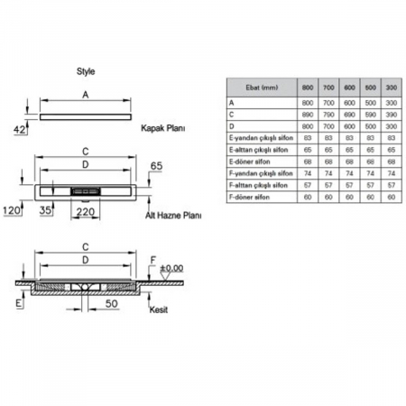 Canale / rigole de duș - Canal / rigola de dus 300 070 style mat evacuare verticala s | 59980381000