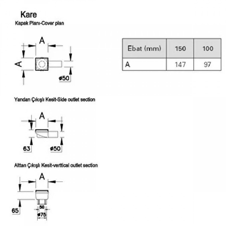 Canal / rigola de dus 800 010 mat side50 | 59980061000 [1]