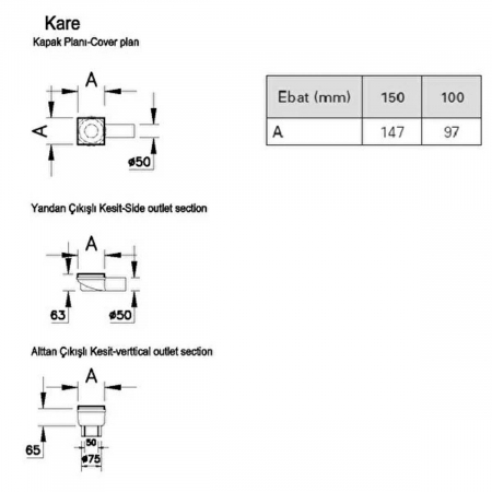 Canal / rigola de dus 800 015 mat evacuare verticala 50-70-100 | 59980163000 [1]