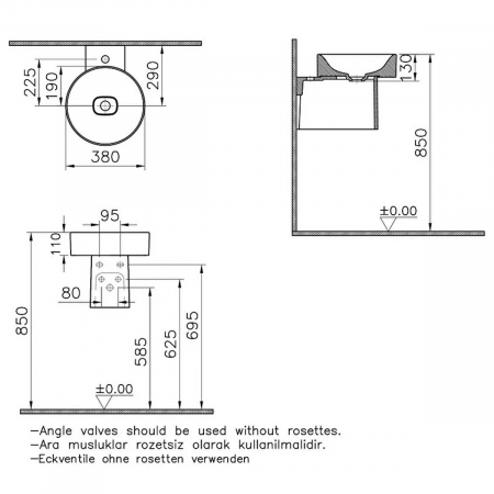 Semipiedestal pentru lavoar cu zona de acces pentru robineti | 7543B020-1890 [2]