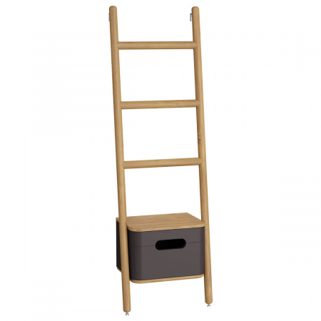 Suporturi verticale pentru prosoape de baie - Suport vertical antracit tip scara pentru prosop baie, cu sertat, culoare mat | 66159