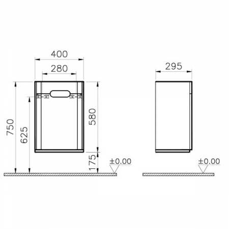 mid unit, 40cm, fara legs, mat anthracite, stanga | 60884 [1]