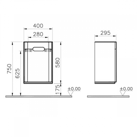 mid unit, 40cm, fara legs, mat gri deschis, dreapta | 66011 [1]