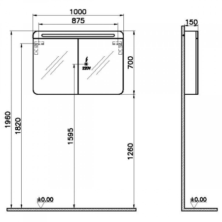 mirror cabinet 100cm, mat fjord green | 65890 [1]