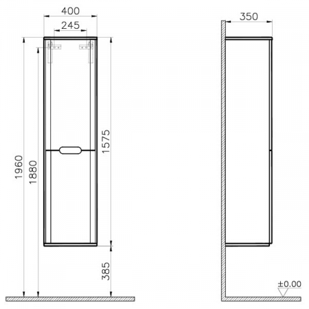 tall unit, 40cm, cu laundry basket, fara legs, mat gri deschis, dreapta | 66005 [1]