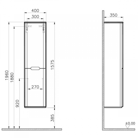 tall unit, 40cm, fara legs, mat anthracite, stanga | 60862 [1]