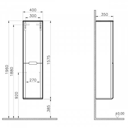 tall unit, 40cm, fara legs, mat fjord green, dreapta | 65895 [1]