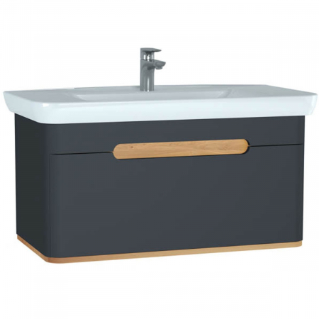 Mobilier de baie - Unitate de baza lavoar baie 100cm, cu 1 drawer, fara legs, mat anthracite | 60820