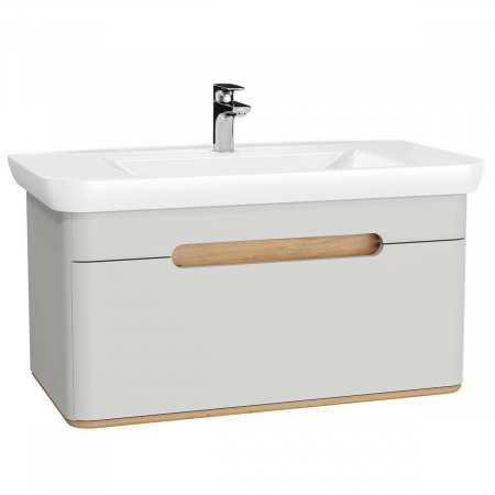 Mobilier de baie - Unitate de baza lavoar baie 100cm, cu 1 drawer, fara legs, mat gri deschis | 65987