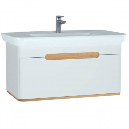 Mobilier de baie - Unitate de baza lavoar baie 100cm, cu 1 drawer, fara legs, alb mat | 60814
