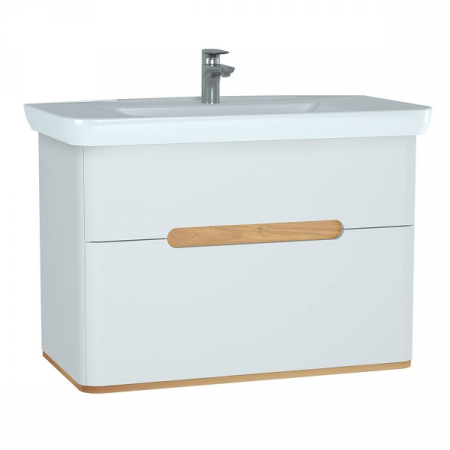 Mobilier de baie - Unitate de baza lavoar baie 100cm, cu 2 drawers, fara legs, alb mat | 60826