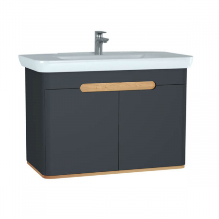 Mobilier de baie - Unitate de baza lavoar baie 100cm, cu usi, fara legs, mat anthracite | 60811