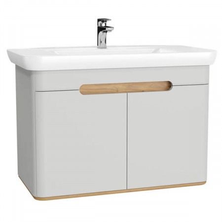 Mobilier de baie - Unitate de baza lavoar baie 100cm, cu usi, fara legs, mat gri deschis | 65984