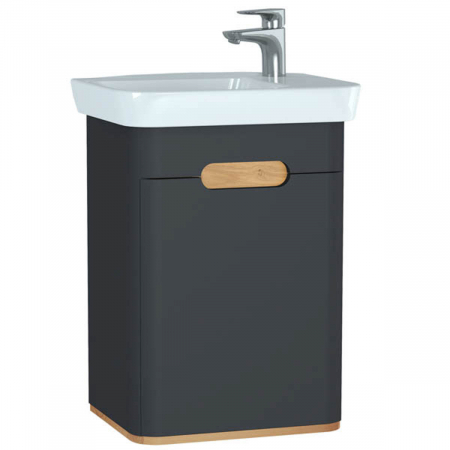 Mobilier de baie - Unitate de baza lavoar baie 50cm cu usi, fara legs, mat anthracite, stanga | 60803