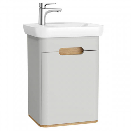 Mobilier de baie - Unitate de baza lavoar baie 50cm cu usi, fara legs, mat gri deschis, stanga | 65980