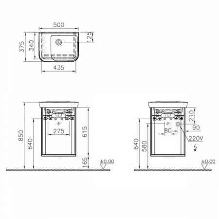 Unitate de baza lavoar baie 50cm cu usi, fara legs, mat gri deschis, stanga | 65980 [1]