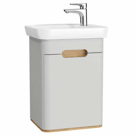 Mobilier de baie - Unitate de baza lavoar baie 50cm cu usi, fara legs, mat gri deschis, dreapta | 65981