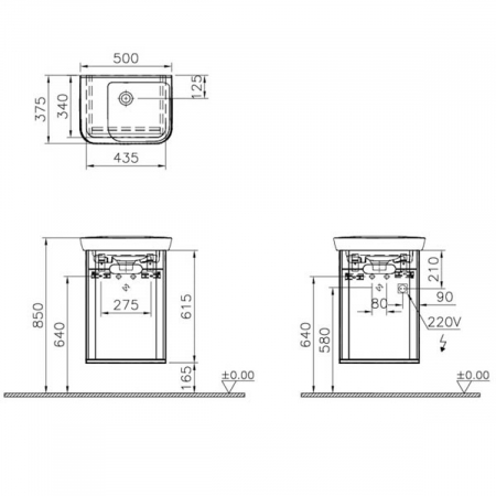 Unitate de baza lavoar baie 50cm cu usi, fara legs, mat gri deschis, dreapta | 65981 [1]