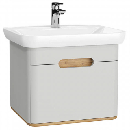 Mobilier de baie - Unitate de baza lavoar baie, 65cm, cu 1 drawer, fara legs, mat gri deschis | 65985