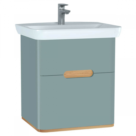 Mobilier de baie - Unitate de baza lavoar baie, 65cm, cu 2 drawers, fara legs, mat fjord green | 65876