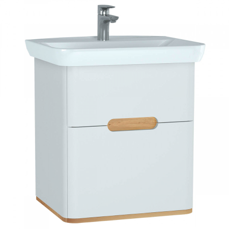 Mobilier de baie - Unitate de baza lavoar baie, 65cm, cu 2 drawers, fara legs, alb mat | 60822